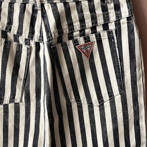 Vintage Guess Black & White Washed Striped Denim Mini Skirt Size S EUC - Picture 12 of 12